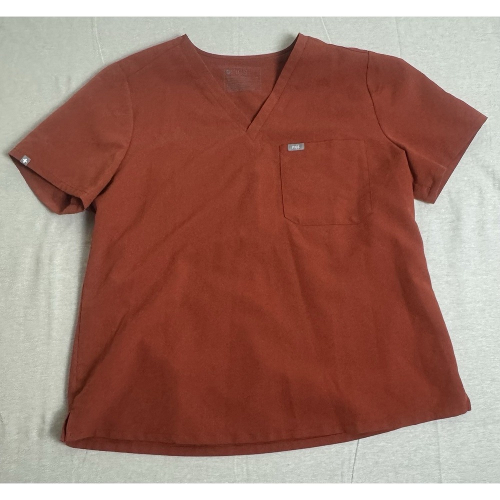 FIGS Women's Catrina Size XXL Scrubs V Neck  Orange Top Short Sleeve Technical